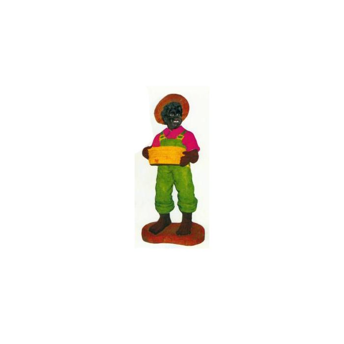 lustiger kleiner Afro mit Korb verkleinert Dekorationsfigur