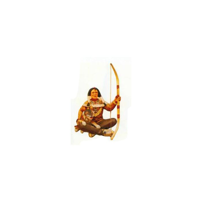 sitzender Indianer mit Wolf und Bogen Variante 2 verkleinert Dekorationsfigur