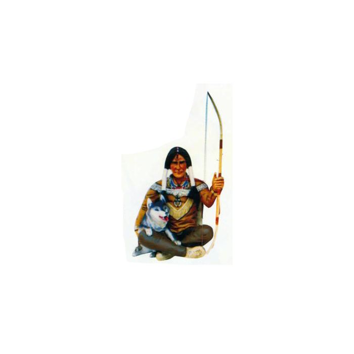 sitzender Indianer mit Wolf und Bogen Variante 2 verkleinert Dekorationsfigur
