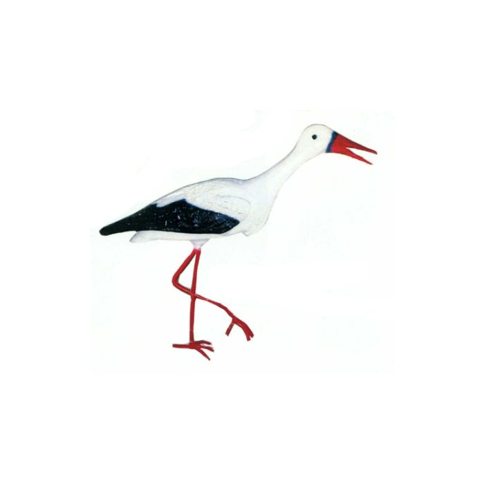 kleiner Storch mit offenem Mund lebensgroß Dekorationsfigur
