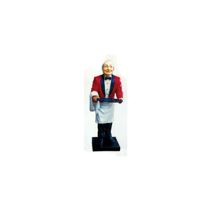 kleiner französischer Kellner mit rotem Sakko klein verkleinert Dekorationsfigur