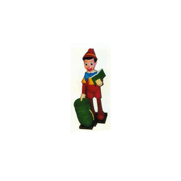großer Pinocchio mit Buch und Sack lebensgroß Dekorationsfigur