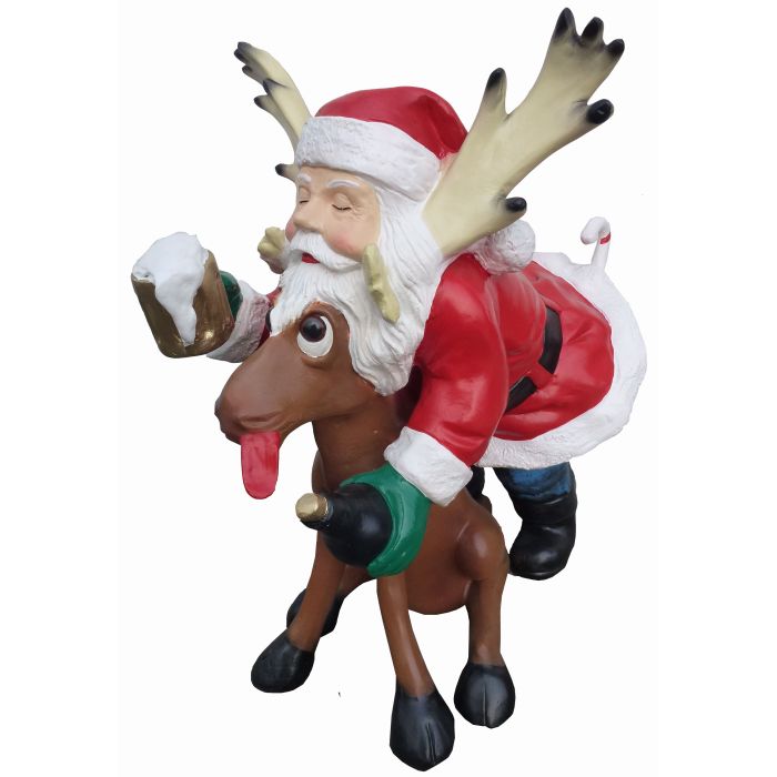 Weihnachtmann auf Rentier verkleinert Dekorationsfigur
