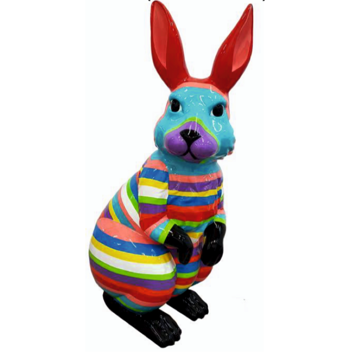 Osterhase mit bunten Streifen vergrößert Deko- & Werbefigur