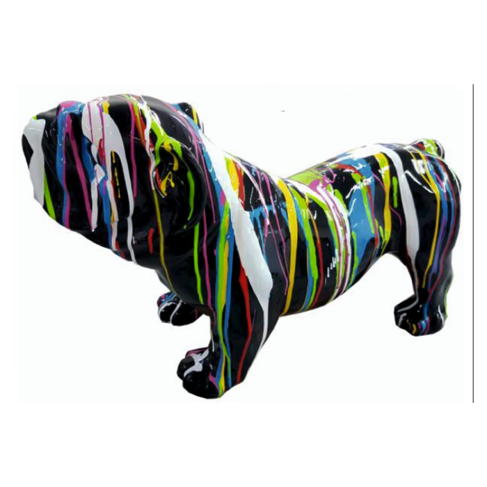 Bulldogge mit buntem Farbverlauf lebensgroß Deko- & Werbefigur