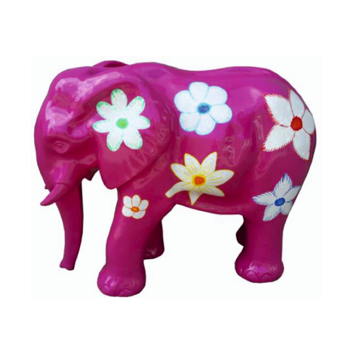 Elefant pink mit Blumen verkleinert Deko- & Werbefigur