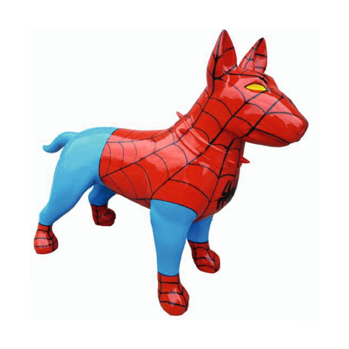 Hund Bullterrier Spiderman Kampfhund lebensgroß Deko- & Werbefigur