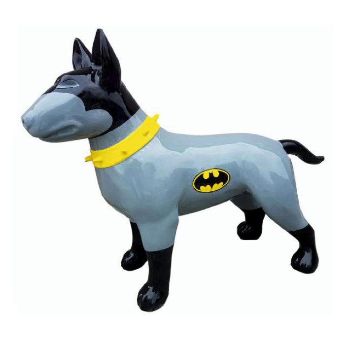 Hund Bullterrier Batman Kampfhund lebensgroß Deko- & Werbefigur