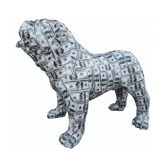 Hund Bulldogge Dollar lebensgroß Deko- & Werbefigur