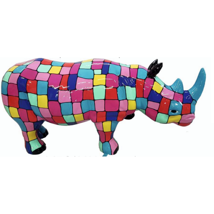 Nashorn bunt gefleckt lebensgroß Deko- & Werbefigur