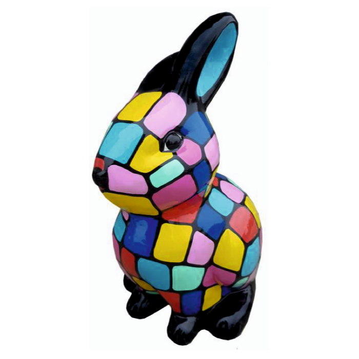 Osterhase mit bunten Kästchen lebensgroß Deko- & Werbefigur