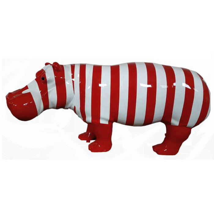 Nilpferd rot weiß gestreift lebensgroß Deko- & Werbefigur