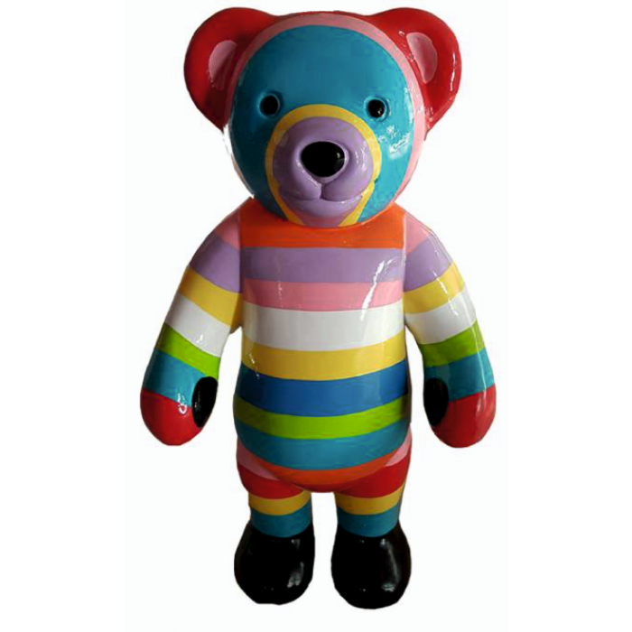 Teddybär bunt gestreift lebensgroß Deko- & Werbefigur