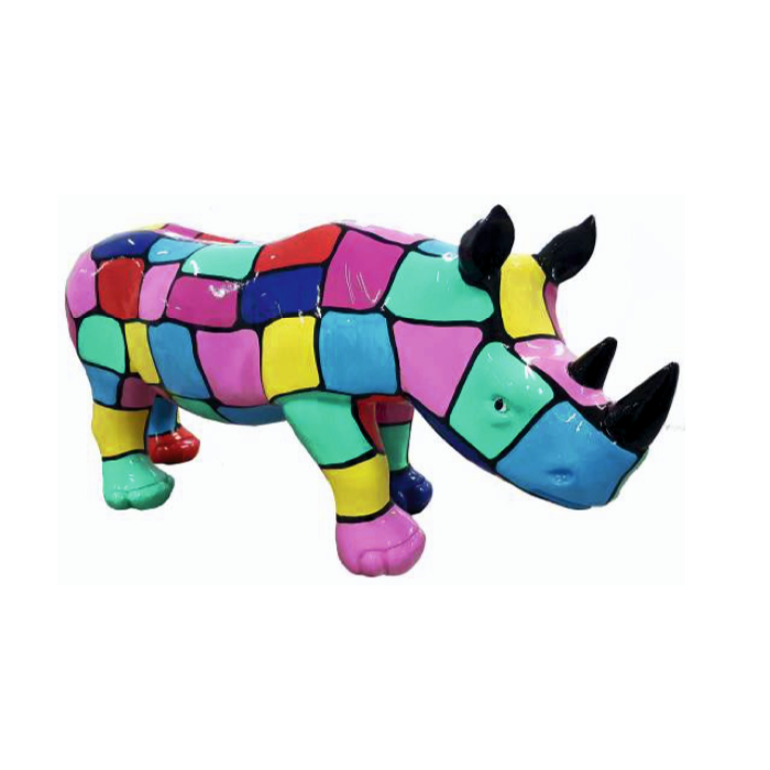 Nashorn bunt gefleckt verkleinert Deko- & Werbefigur