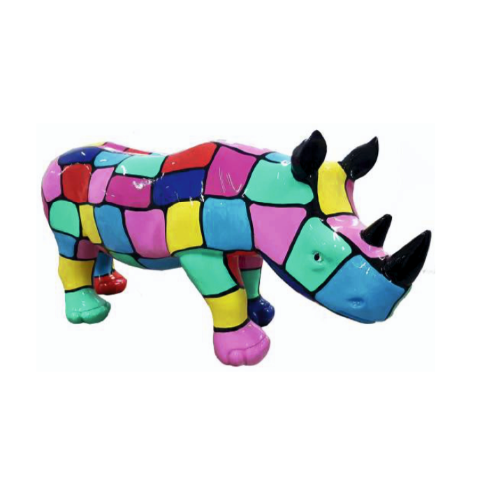 Nashorn bunt gefleckt verkleinert Deko- & Werbefigur