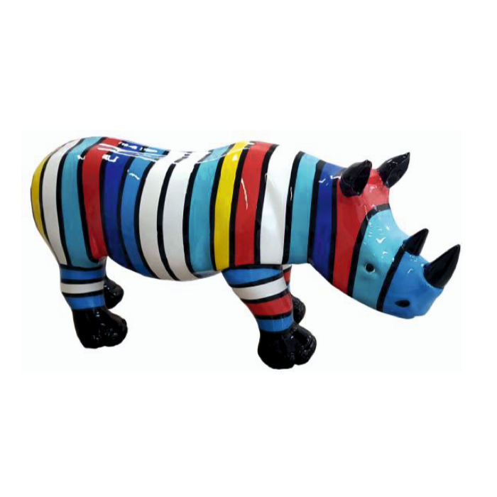 Nashorn bunt gestreift verkleinert Deko- & Werbefigur