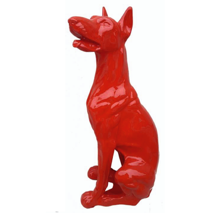 Hund Dobermann sitzend rot  lebensgroß Deko- & Werbefigur
