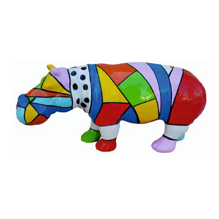 Nilpferd bunt geometrisch verkleinert Deko- & Werbefigur