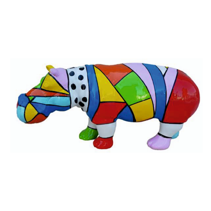 Nilpferd bunt geometrisch klein verkleinert Deko- & Werbefigur