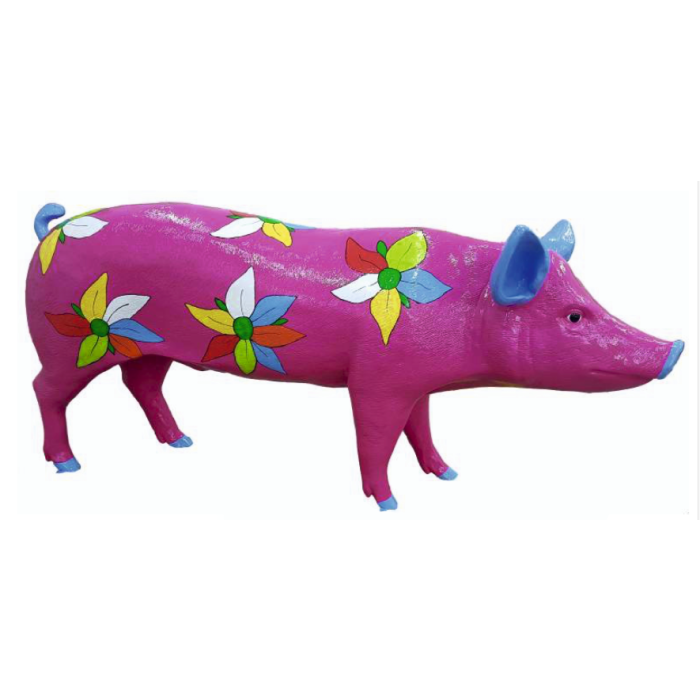 Schwein pink Flower lebensgroß Deko- & Werbefigur