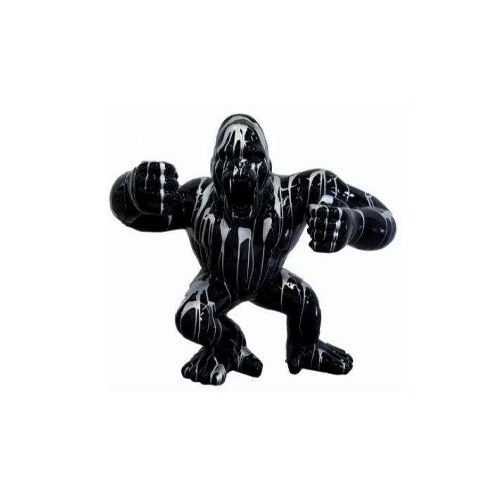 Gorilla aggro schwarz silber medium verkleinert Deko- & Werbefigur