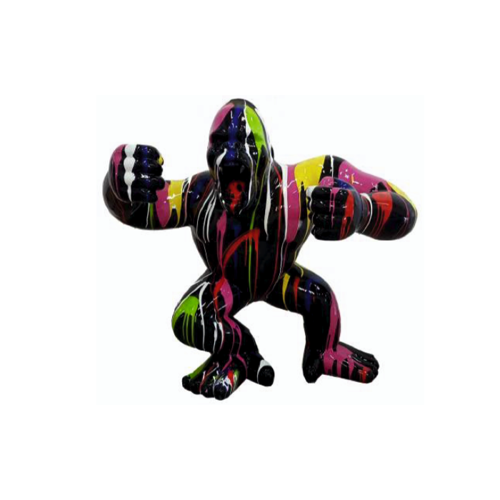 Gorilla aggro schwarz mit buntem Farbverlauf medium verkleinert Deko- & Werbefigur