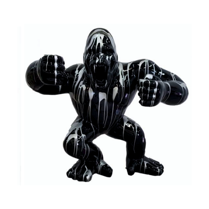 Gorilla aggro schwarz silber groß lebensgroß Deko- & Werbefigur