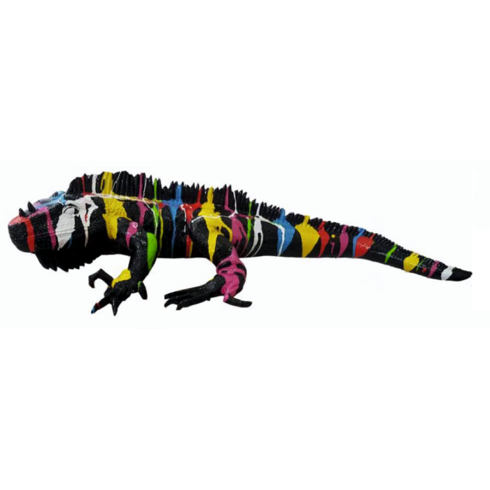 Leguan schwarz bunter Farbverlauf lebensgroß Deko- & Werbefigur