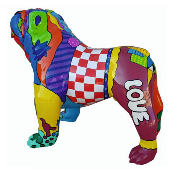 Hund Bulldogge Love Kiss lebensgroß Deko- & Werbefigur
