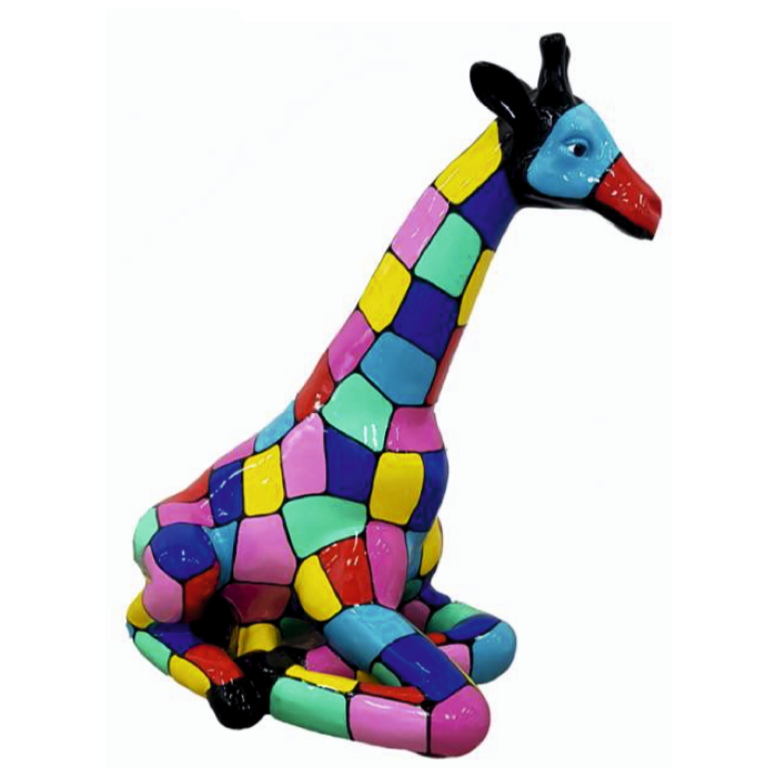 Giraffe sitzend bunt gefleckt verkleinert Deko- & Werbefigur