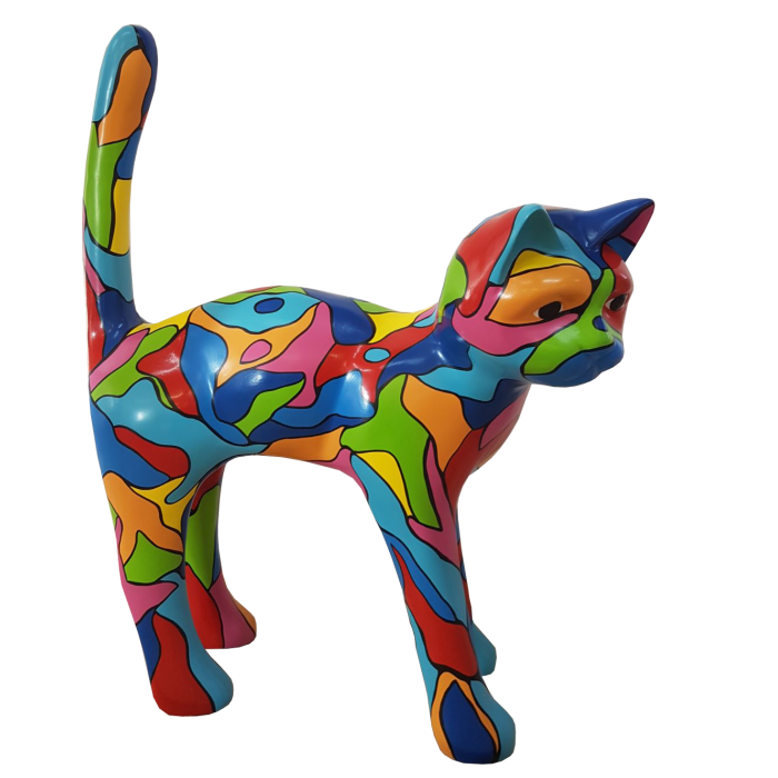 Bunt gefleckte Katze lebensgroß Deko- & Werbefigur