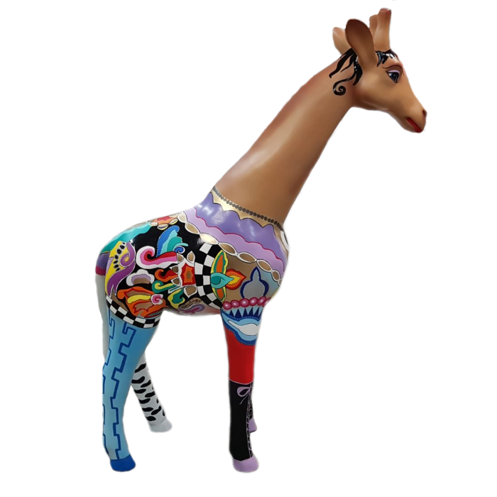 Künstlerisch bemalte Giraffe lebensgroß Deko- & Werbefigur