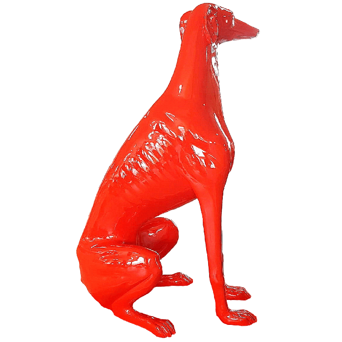 Roter Windhund Sitzend  XXL übergroß XXL Deko- & Werbefigur