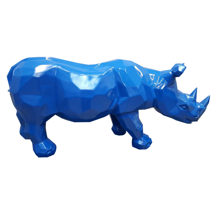 Polygonales Nashorn Blau verkleinert Deko- & Werbefigur
