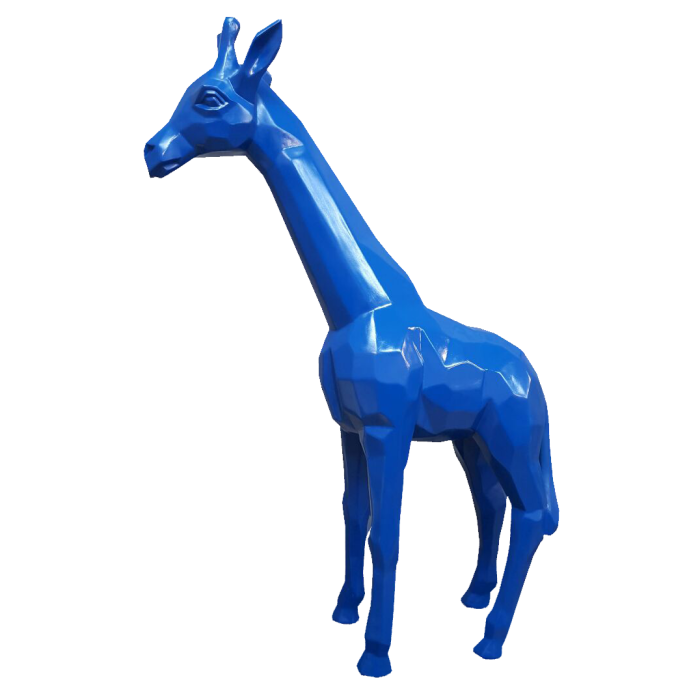 Polygonale Giraffe Blau verkleinert Deko- & Werbefigur