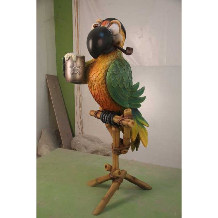 Comic Piraten Papagei mit Pfeife ohne Ständer lebensgroß