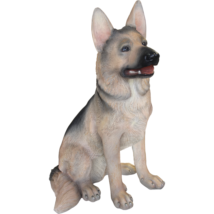Sitzender deutscher Schäferhund lebensgroß