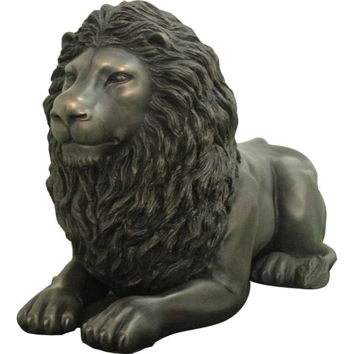 liegender Löwe mit Base bronze lebensgroß