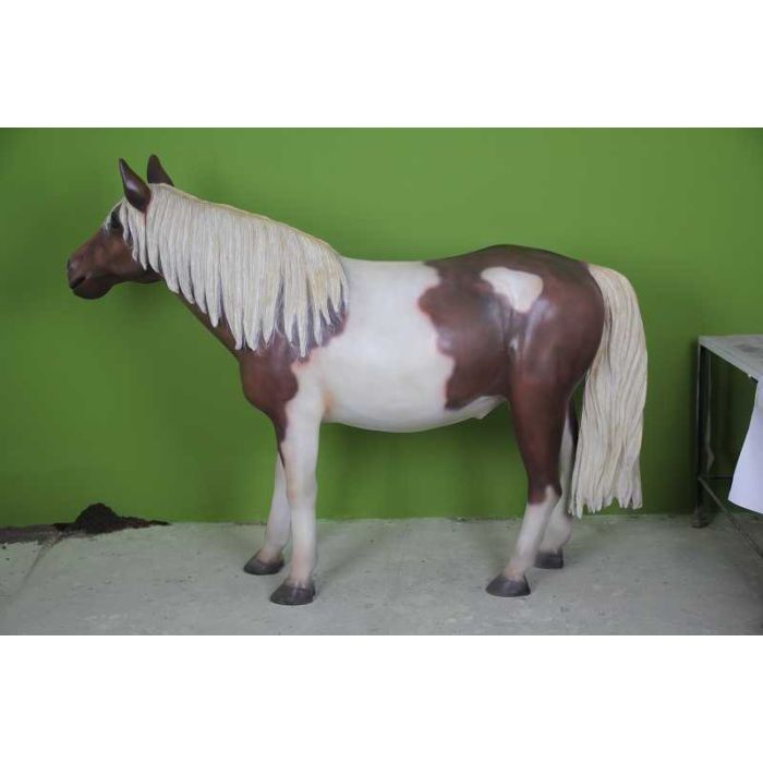 Pony braun weiß lebensgroß
