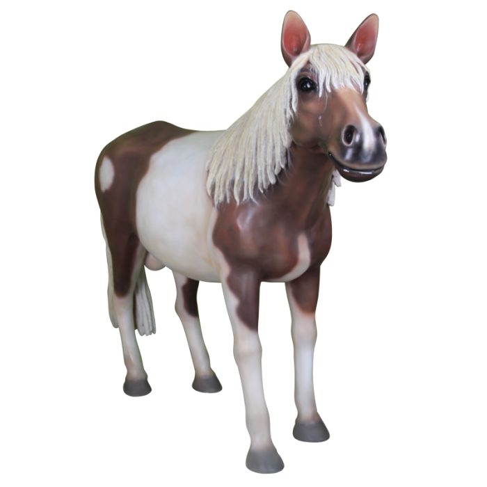 Pony braun weiß lebensgroß