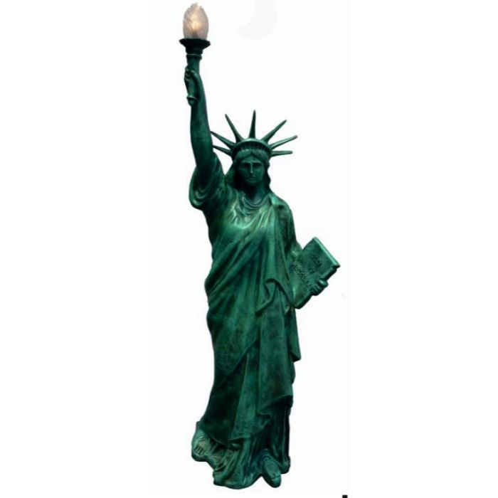 Freiheitsstatue original m. elekt. Fackel als Lampe Kupferpatina lebensgroß Beleuchtung