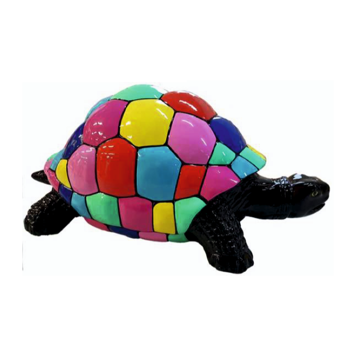 Schildkröte mit bunten Quadraten vergrößert Deko- & Werbefigur