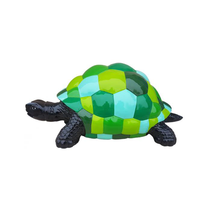 Schildkröte mit grünen Quadraten camouflage vergrößert Deko- & Werbefigur