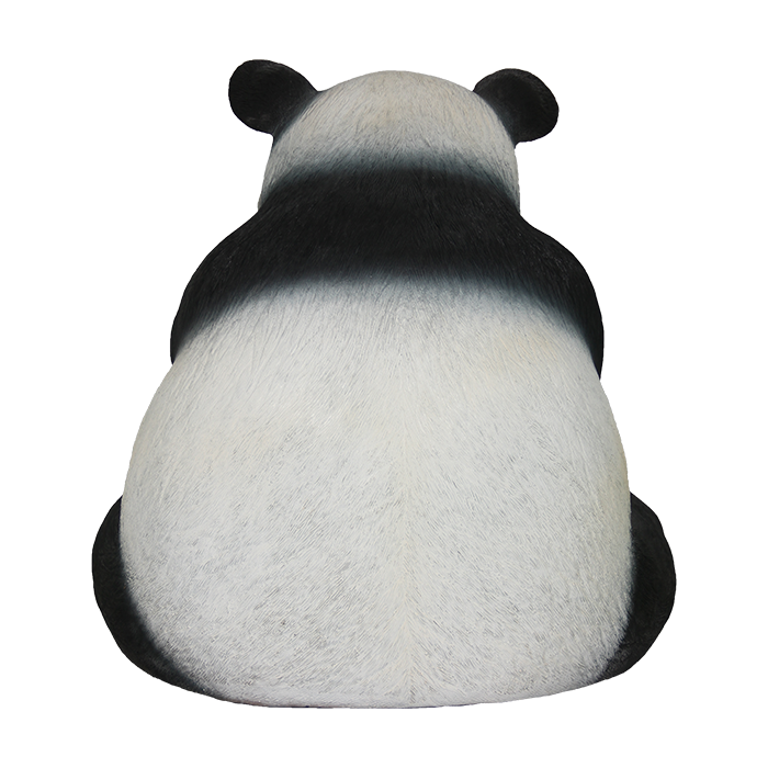 sitzender Pandabär mit Bambus lebensgroß
