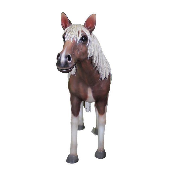Pony braun weiß lebensgroß
