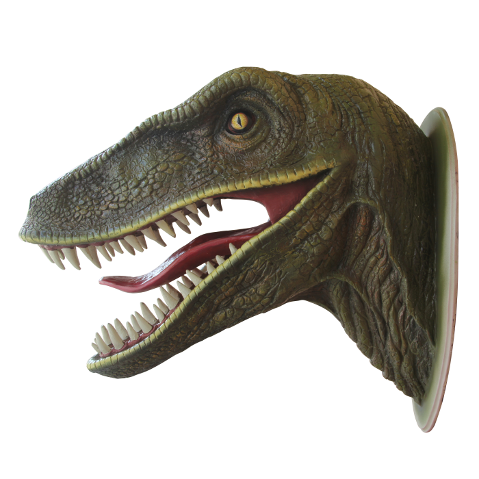 T-Rex Kopf mit offenem Maul lebensgroß