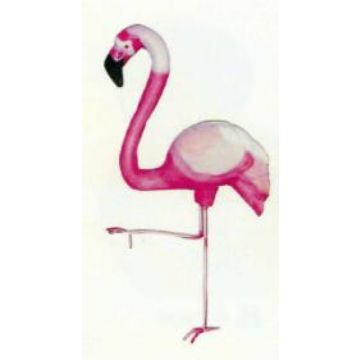 Flamingo stehend auf einem Bein lebensgroß