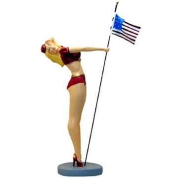 Lady mit Amerika-Fahne verkleinert