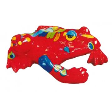 roter Frosch mit bunter Bemalung groß verkleinert