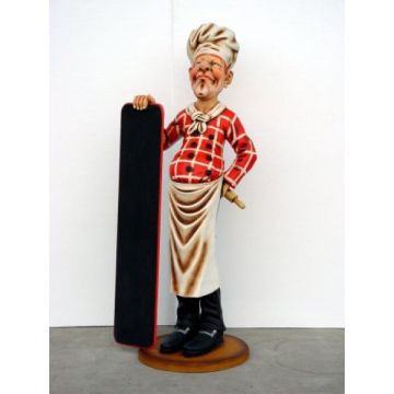 Butler Bäcker mit Angebotstafel 1 lebensgroß